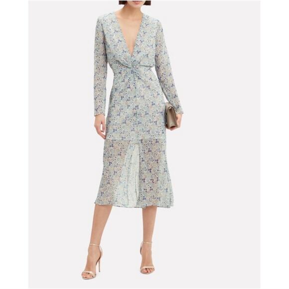 The East Order Serena Low V-Neck Floral Midi Dress Size X-Small Lightweight Boho - Picture 2 of 15